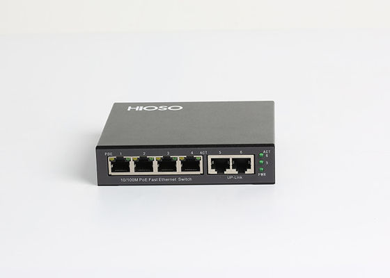 Hioso HA1206P 6 cổng Poe Switch 4 10 / 100M RJ45 PoE + 2 100M TP Uplink Ports
