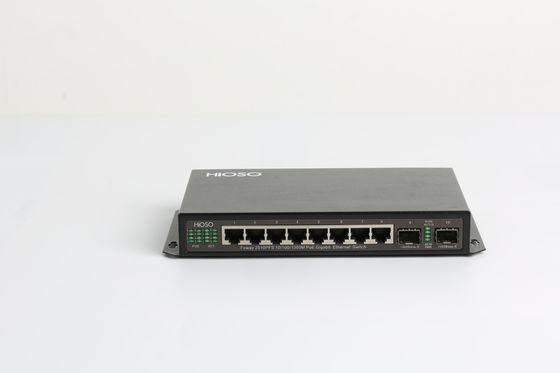 Bộ chuyển mạch nguồn qua Ethernet 1U Rack HiOSO màu đen 10 cổng Gigabit