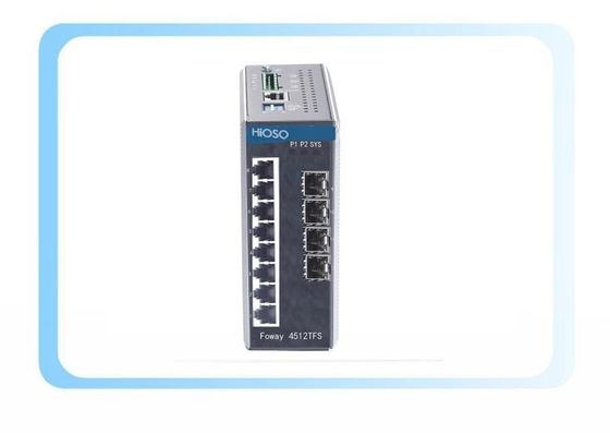 4 1000M SFP 8 10/100 / 1000M Cổng Ethernet Rail Switch 12 cổng